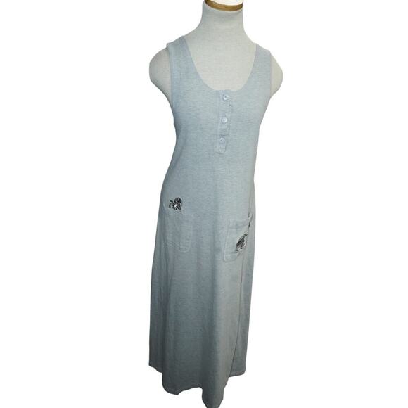 Disney Winnie the Pooh & Friends Gray Sleeveless Henley Lounge Dress Women’s M - Picture 1 of 7